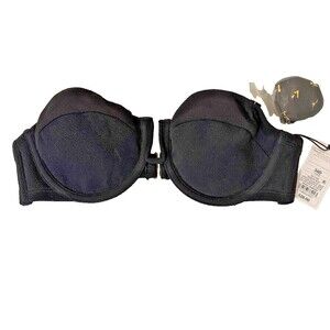 Shade & Shore Balconette Bikini Top Women’s 34D Black Crepe Strapless New